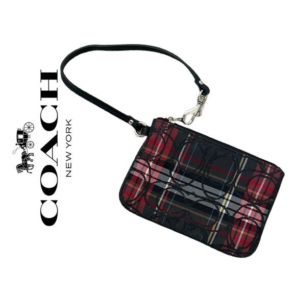 Coach Poppy Tartan Plaid Wristlet 2024 - Picture 2 of 3